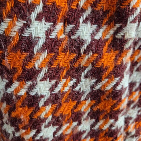 Banana Republic Wool Blend Houndstooth Jacket Medium Orange Red Winter Blazer - Picture 8 of 15